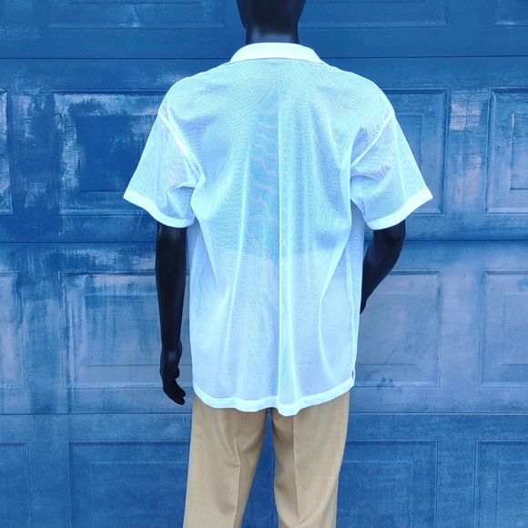 Syllables Systems Men's Mesh See Through White Summer Shirt - Picture 4 of 17